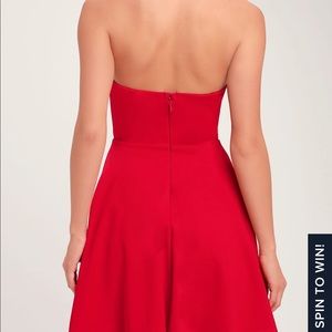 Lulus About A Twirl Red Strapless Skater Dress
